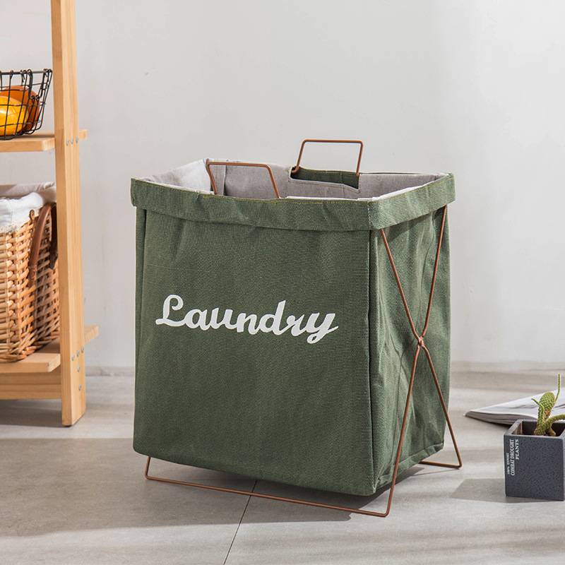 Vodootporna košara za rublje od pamuk-linen materijala, s sklopivim platnenim okvirom, japanskog minimalističkog stila