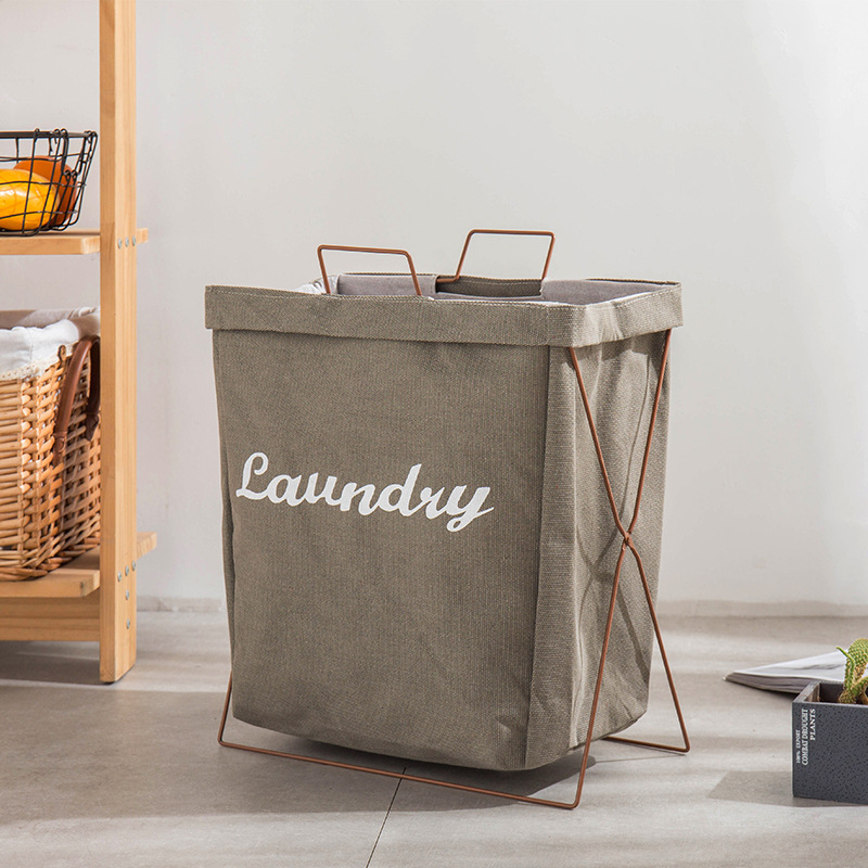 Vodootporna košara za rublje od pamuk-linen materijala, s sklopivim platnenim okvirom, japanskog minimalističkog stila