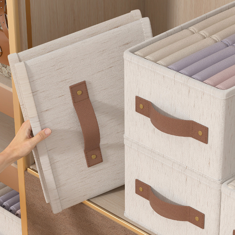 Sklopiva kutija za odjeću od pamuk-linen materijala, bez pregrada, stil ladice