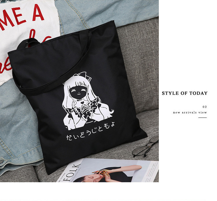 Studentska Oxford platnena torba, jednostavna torba preko ramena, karikaturalna ekološka torba za kupovinu, velika zapremina