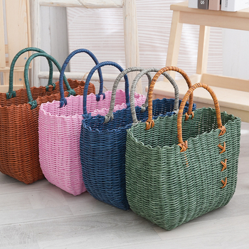 Košara za kupovinu u stilu ratana, ovalna košara za piknik na otvorenom i organizator za kupaonicu