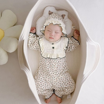 Prenosna košarica za bebe pletene od pamukovog užeta, za novorođenčad