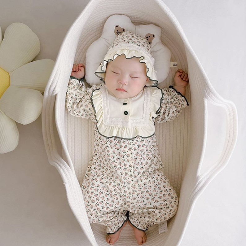 Prenosna košarica za bebe pletene od pamukovog užeta, za novorođenčad