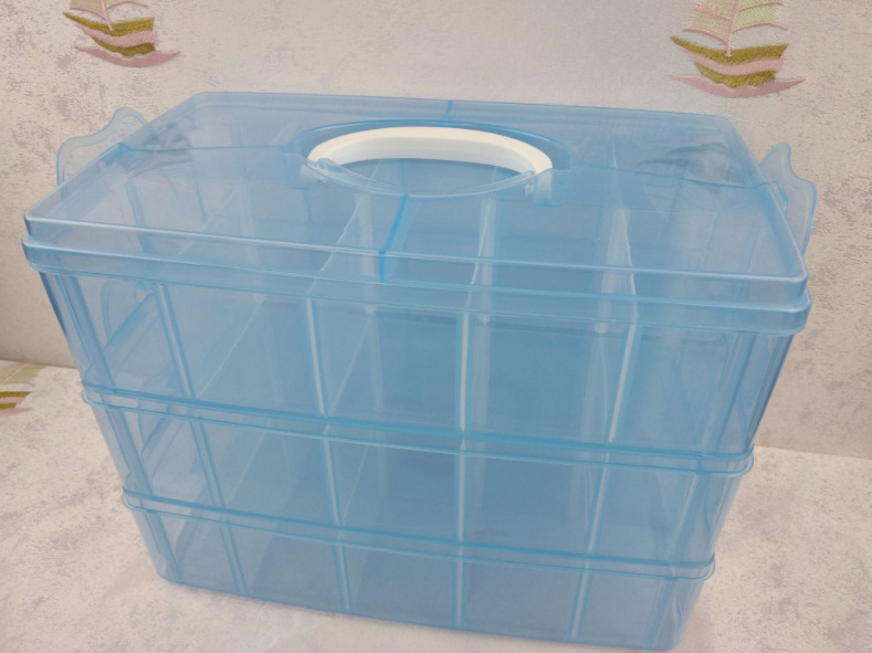 Velika tro-slojna prozirna plastična kutija za pohranu s ručkom, 30 pretinaca, za nakit, LEGO i alate