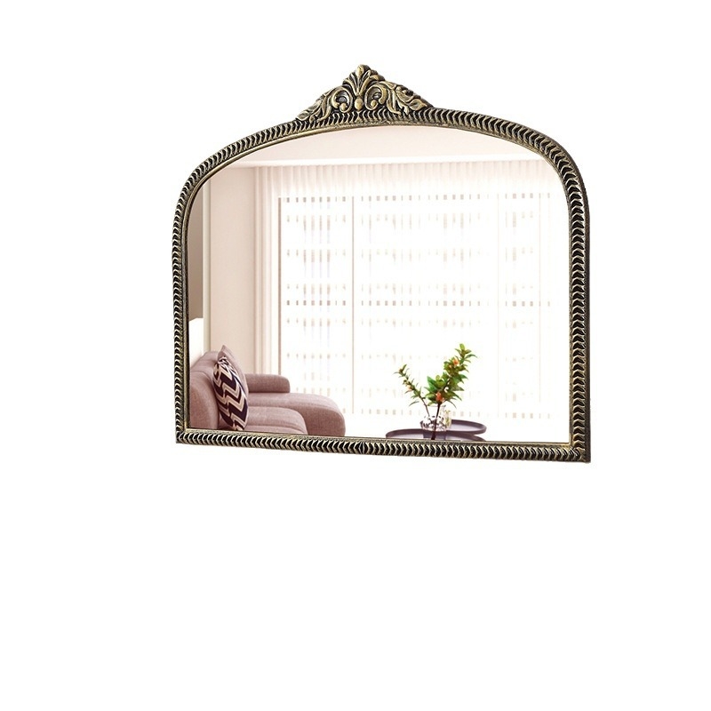 Európai stílusú faragott sminktükör fa keretben, 41×52 cm, ezüst tükör, dekorat fürdőszobába vagy előszobába