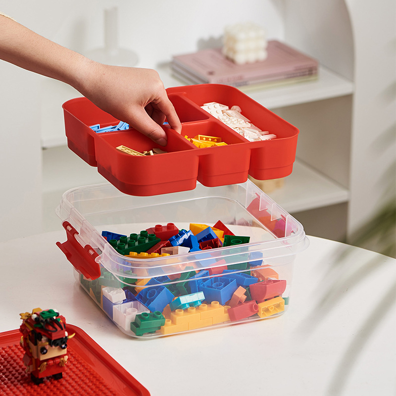 Dječja kutija za skladištenje LEGO s pregradama za velike dijelove, sortiranje i slaganje blokova