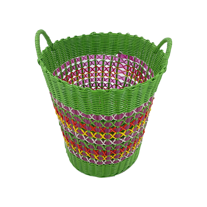 Plastični pleteni koš za rublje, velikog kapaciteta, cilindričnog oblika, za kupaonicu