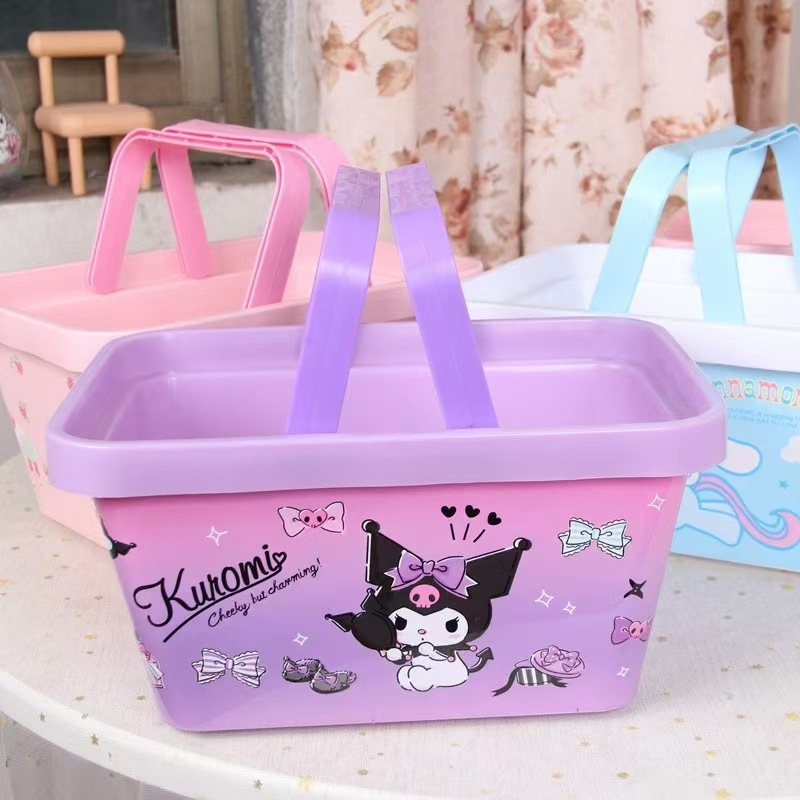 Plastična košara za voće i povrće s plavim crtanim printom, prijenosna kuhinjska košara za kućnu upotrebu