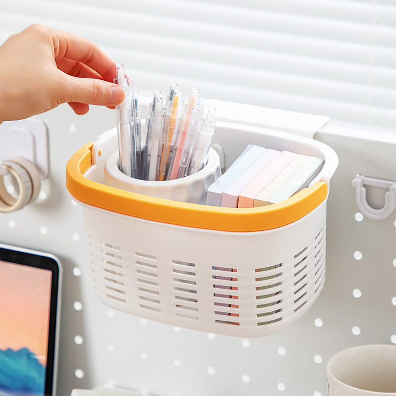 Minimalistički plastični stolni organizator i koš za olovke, zidni držač