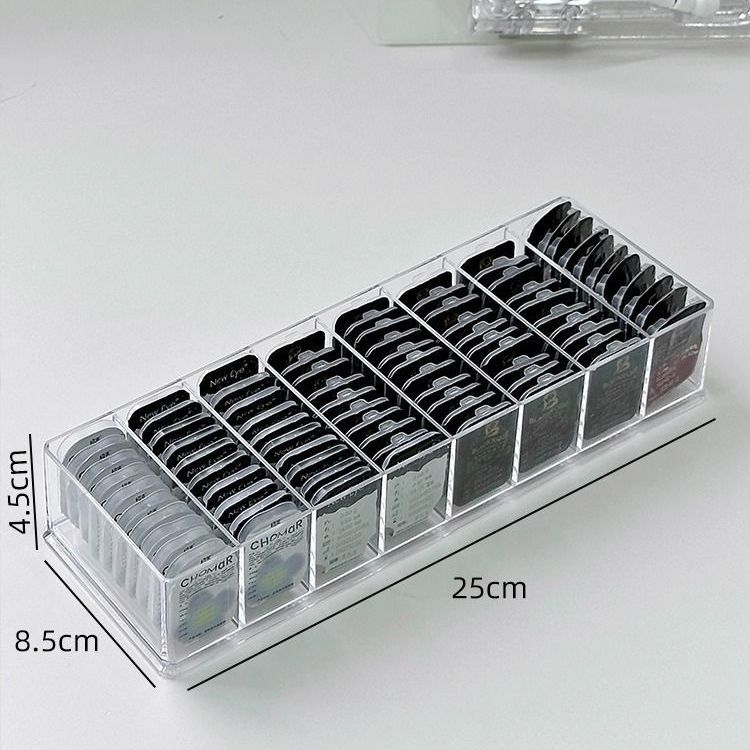 Stolni acrylni organizator za dnevne kontaktne leće s preklopnim poklopcem, proziran, s podijeljenim pretincima