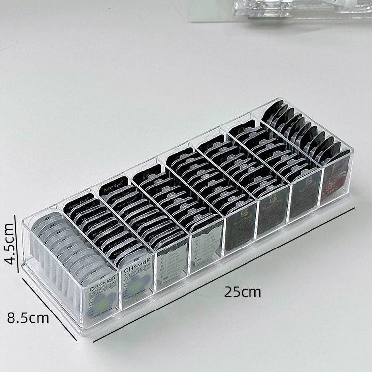 Stolni acrylni organizator za dnevne kontaktne leće s preklopnim poklopcem, proziran, s podijeljenim pretincima