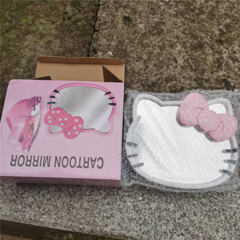 Asztali tükör tároló dobozzal, cicás motívummal, sminktükör