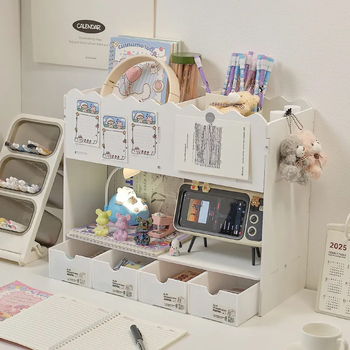 3-slojni kutni stolni regač za pohranu, desktop knjižna polica, PVC organizator, moderni minimalistički stil