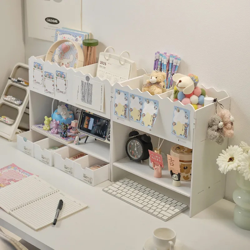 3-slojni kutni stolni regač za pohranu, desktop knjižna polica, PVC organizator, moderni minimalistički stil
