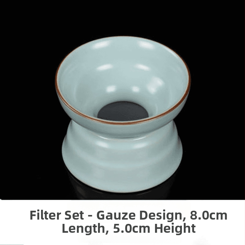 Nebeskomodrý Gongdao pohár z Ru ware s prasknutou glazúrou, keramická čajová miska, čajový filter, Ru porcelánový čajový separátor, príslušenstvo ku Kung Fu čajovej sade