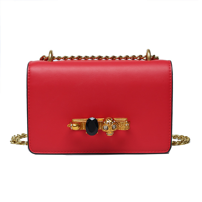 Ženska mini kvadratna torbica od PU kože s lancem za rame, crossbody i clutch u ruci