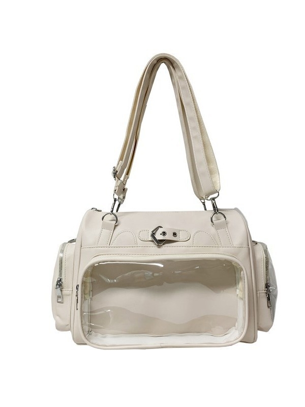 Prozirna PU torba za rame s dvostrukim remenom - višenamjenska crossbody/torba za rameni, srednja veličina, sveučilišni stil, slatka dnevna torba