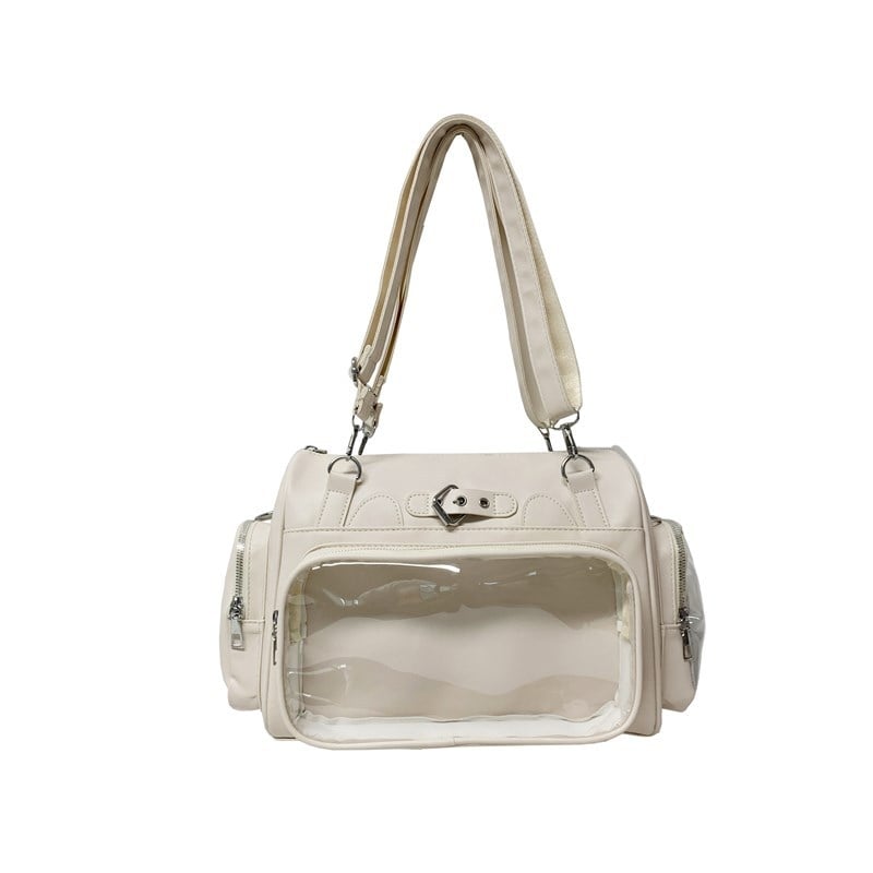 Prozirna PU torba za rame s dvostrukim remenom - višenamjenska crossbody/torba za rameni, srednja veličina, sveučilišni stil, slatka dnevna torba