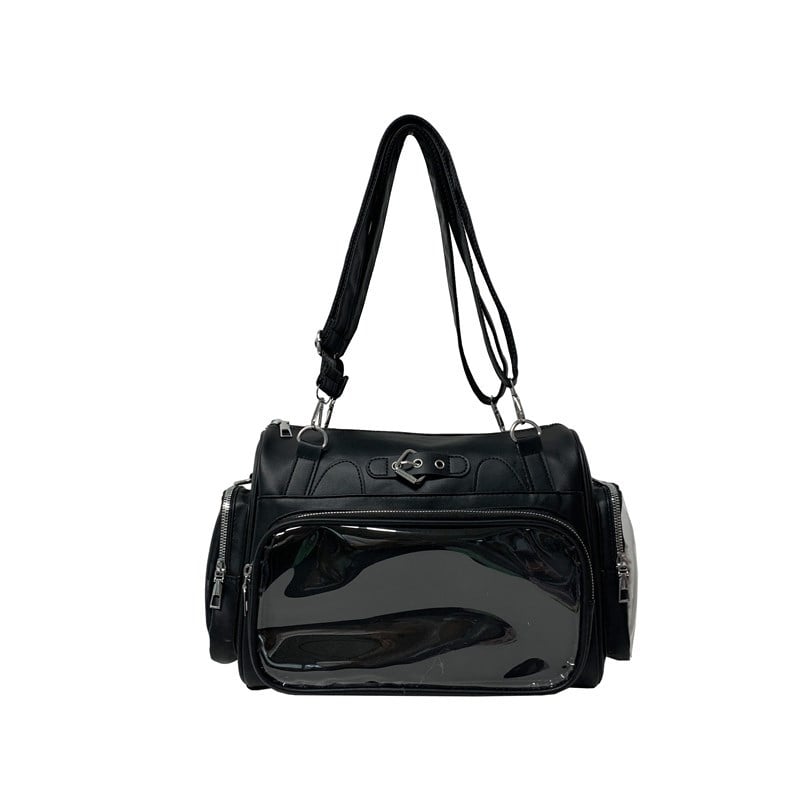 Prozirna PU torba za rame s dvostrukim remenom - višenamjenska crossbody/torba za rameni, srednja veličina, sveučilišni stil, slatka dnevna torba