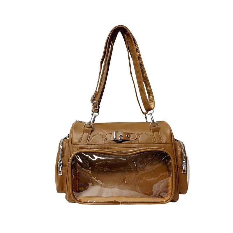 Prozirna PU torba za rame s dvostrukim remenom - višenamjenska crossbody/torba za rameni, srednja veličina, sveučilišni stil, slatka dnevna torba