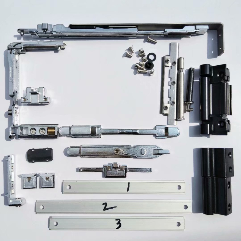 Set hardvera za konverziju aluminijskih prozora s toplinskim prekidom: iz prozora s ravnim otvorom u prozor s unutarnjim otvorom i u gornje visiće prozore