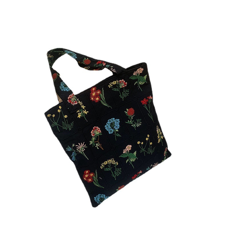 Platnena torbica za djevojčice s izvezenim cvjetnim motivom, lagana i moderna crossbody torba