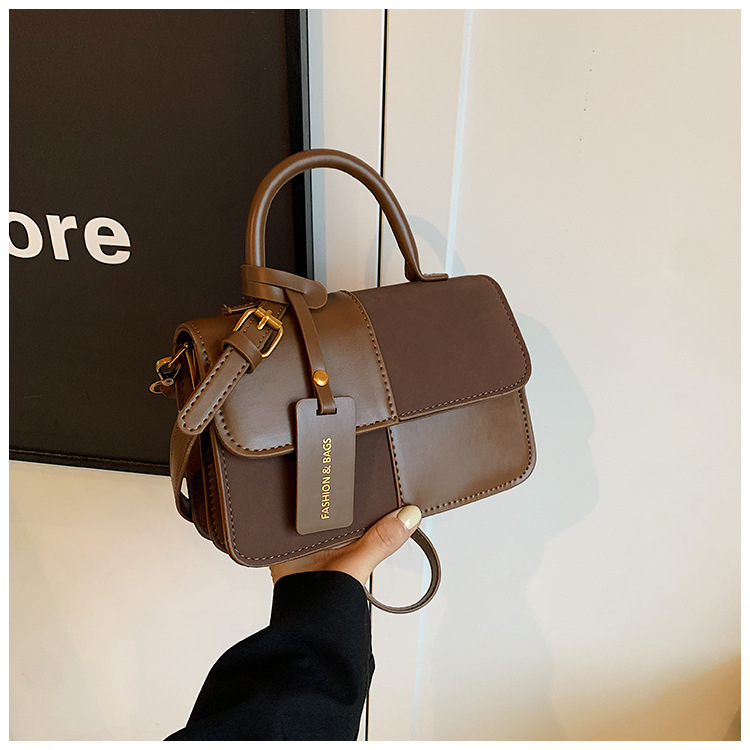 Moderna gradska torbica mala kvadratnog oblika s blok boja, PU koža, crossbody, 2025