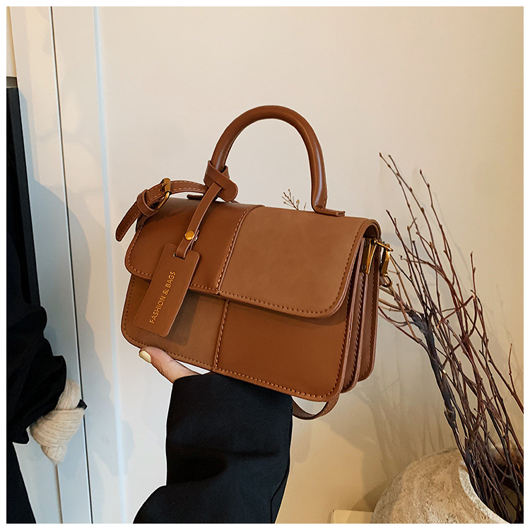 Moderna gradska torbica mala kvadratnog oblika s blok boja, PU koža, crossbody, 2025