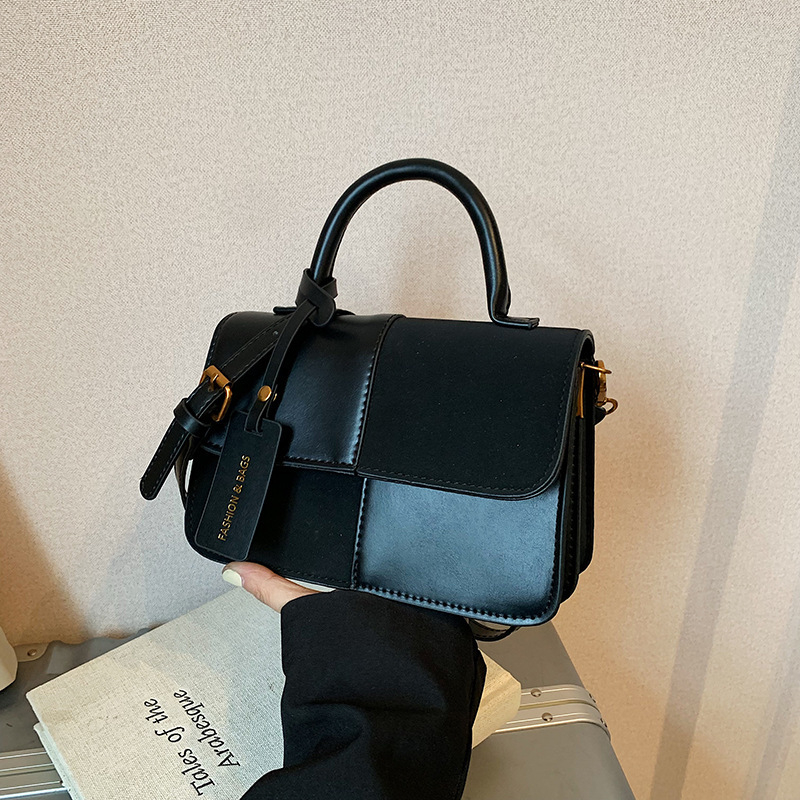 Moderna gradska torbica mala kvadratnog oblika s blok boja, PU koža, crossbody, 2025
