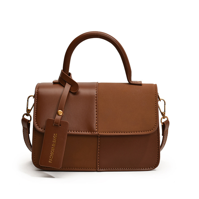 Moderna gradska torbica mala kvadratnog oblika s blok boja, PU koža, crossbody, 2025