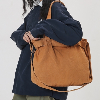 Ženska platnena tote torba s velikim kapacitetom, vintage stil, japanski dizajn, s tri naramenice