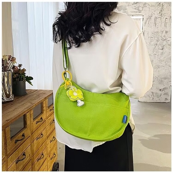 Ženska platnena torba velike kapacitete, dumpling oblik, japanskog stila, svestrana za rame ili crossbody, s cvjetnim uzorkom
