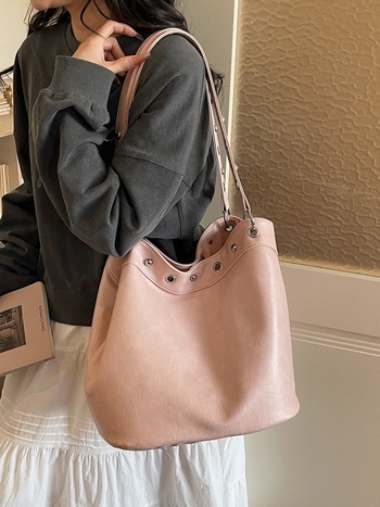 Moderne ženske torbe u trendu, velik kapacitet torbi, proljetni modeli 2026, svestrane za ramena i crossbody, jednostavne i elegantne bucket torbe