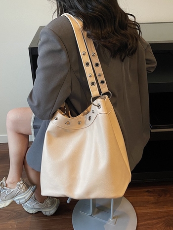 Moderne ženske torbe u trendu, velik kapacitet torbi, proljetni modeli 2026, svestrane za ramena i crossbody, jednostavne i elegantne bucket torbe