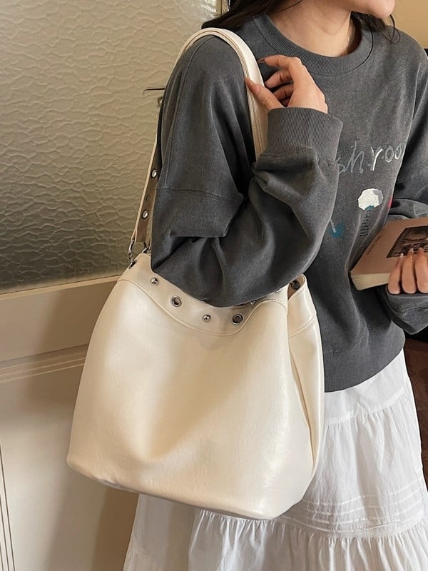 Moderne ženske torbe u trendu, velik kapacitet torbi, proljetni modeli 2026, svestrane za ramena i crossbody, jednostavne i elegantne bucket torbe