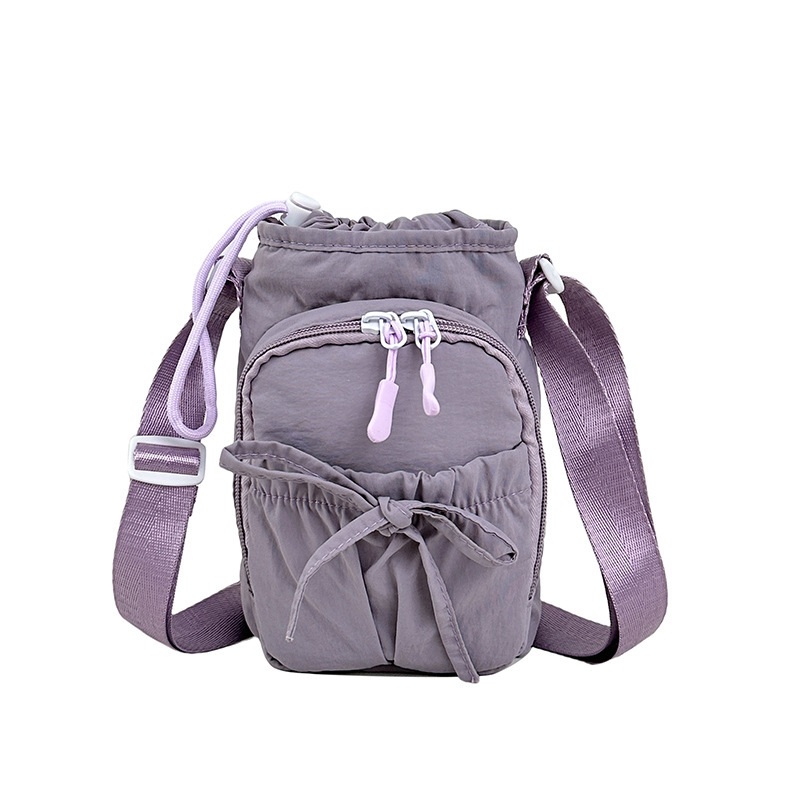 Ženska vodootporna crossbody torba od najlona, srednje veličine, bucket-stil, zatvarač, unutarnja džep za telefon, svakodnevna uporaba, velika kapaciteta