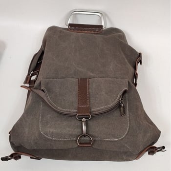 Unisex platnena torba s prugama, višefunkcionalna za svakodnevnu upotrebu; može se nositi kao ruksak, preko ramena ili križna torba; otisak logotipa; pogodna za 16-inčni laptop; podstava od najlona