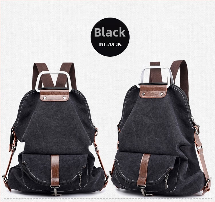 Unisex platnena torba s prugama, višefunkcionalna za svakodnevnu upotrebu; može se nositi kao ruksak, preko ramena ili križna torba; otisak logotipa; pogodna za 16-inčni laptop; podstava od najlona