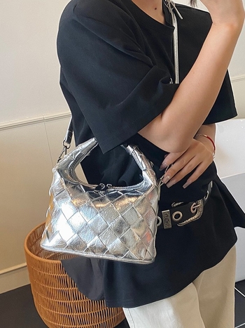 Damska PU torbica s dijamantnim šavom, mala crossbody torba za žene, ljeto 2025