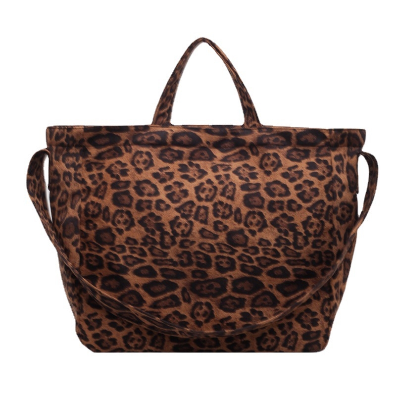 Ženska torba od platna s leopard printom, velika kapaciteta, crossbody ili torba preko ramena, 2025 trend