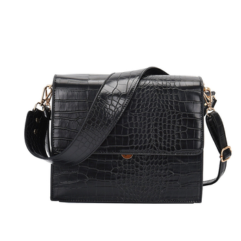 PU torbica za ramena s teksturom krokodila, mala kvadratna, široka naramenica, crossbody