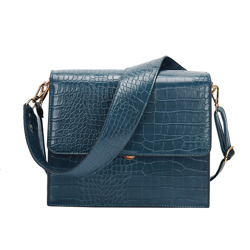 PU torbica za ramena s teksturom krokodila, mala kvadratna, široka naramenica, crossbody