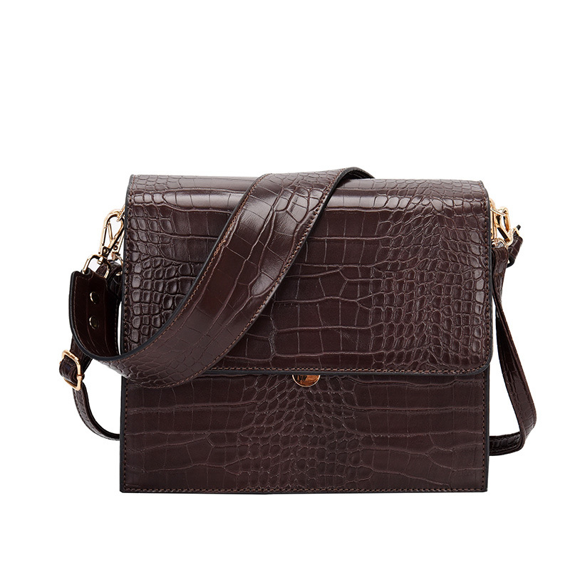 PU torbica za ramena s teksturom krokodila, mala kvadratna, široka naramenica, crossbody