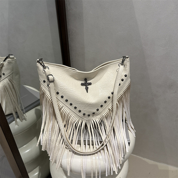 Notelli Ženska torbica velike kapacitete, crossbody preko ramena, ljeto 2025, retro moda, rivete i resice, visoko kvalitetna tekstura
