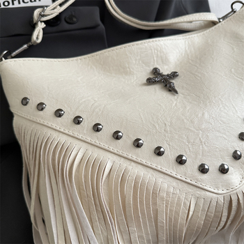 Notelli Ženska torbica velike kapacitete, crossbody preko ramena, ljeto 2025, retro moda, rivete i resice, visoko kvalitetna tekstura