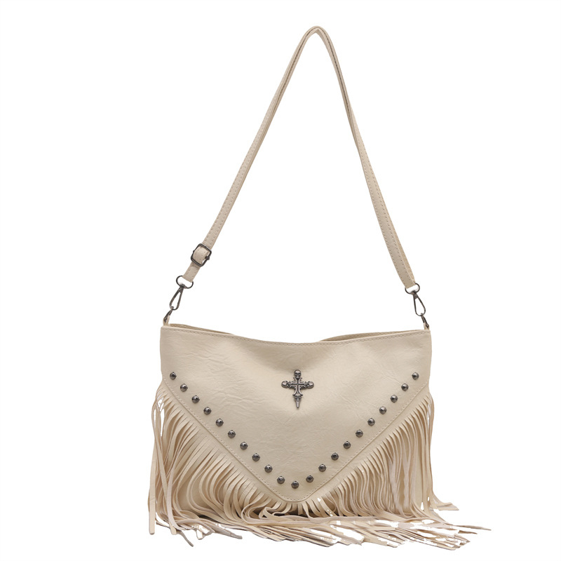 Notelli Ženska torbica velike kapacitete, crossbody preko ramena, ljeto 2025, retro moda, rivete i resice, visoko kvalitetna tekstura
