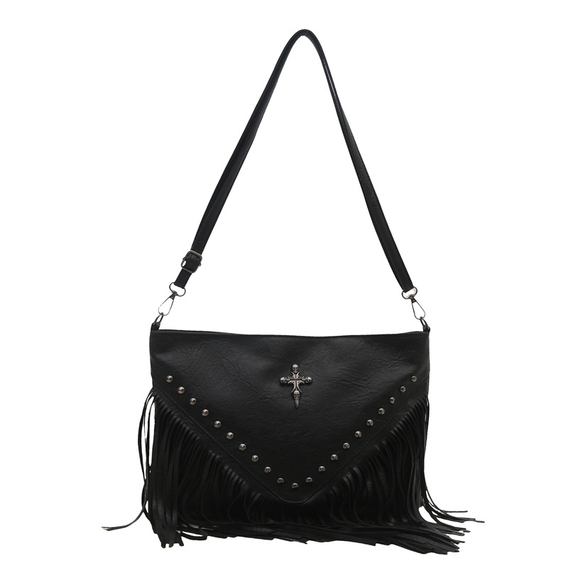 Notelli Ženska torbica velike kapacitete, crossbody preko ramena, ljeto 2025, retro moda, rivete i resice, visoko kvalitetna tekstura