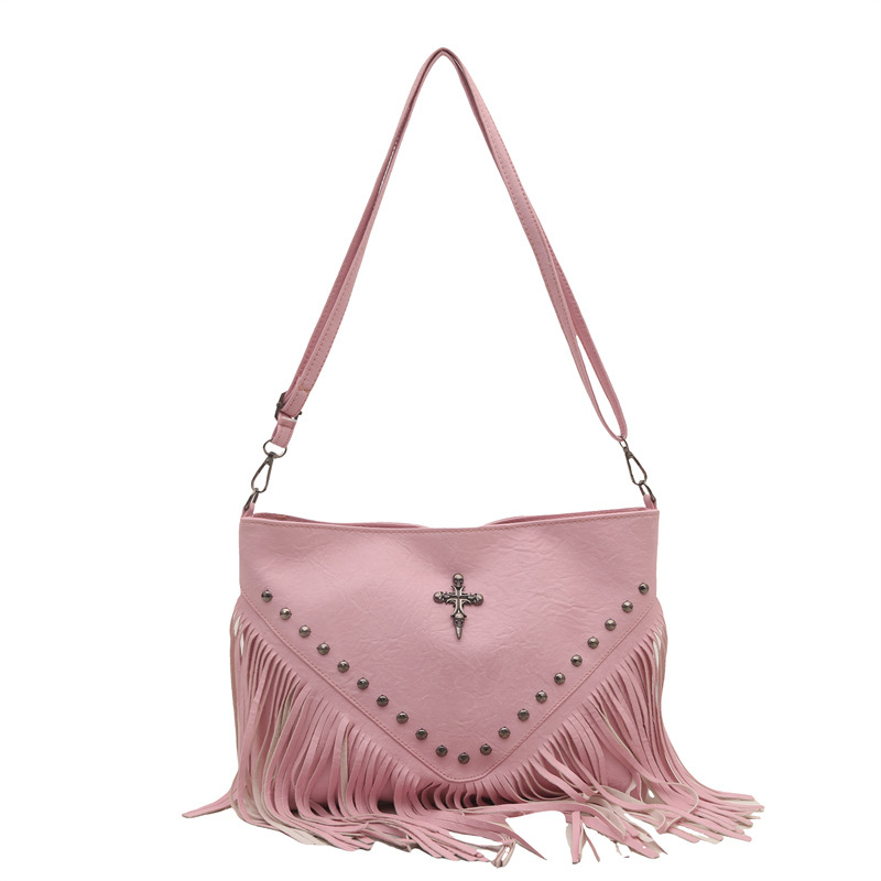Notelli Ženska torbica velike kapacitete, crossbody preko ramena, ljeto 2025, retro moda, rivete i resice, visoko kvalitetna tekstura