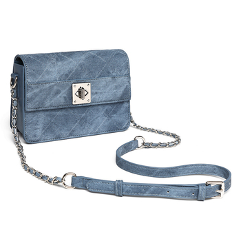 Ženska denim crossbody torba, mala kvadratna, šivani dijamantni uzorak s kaišem od lanca