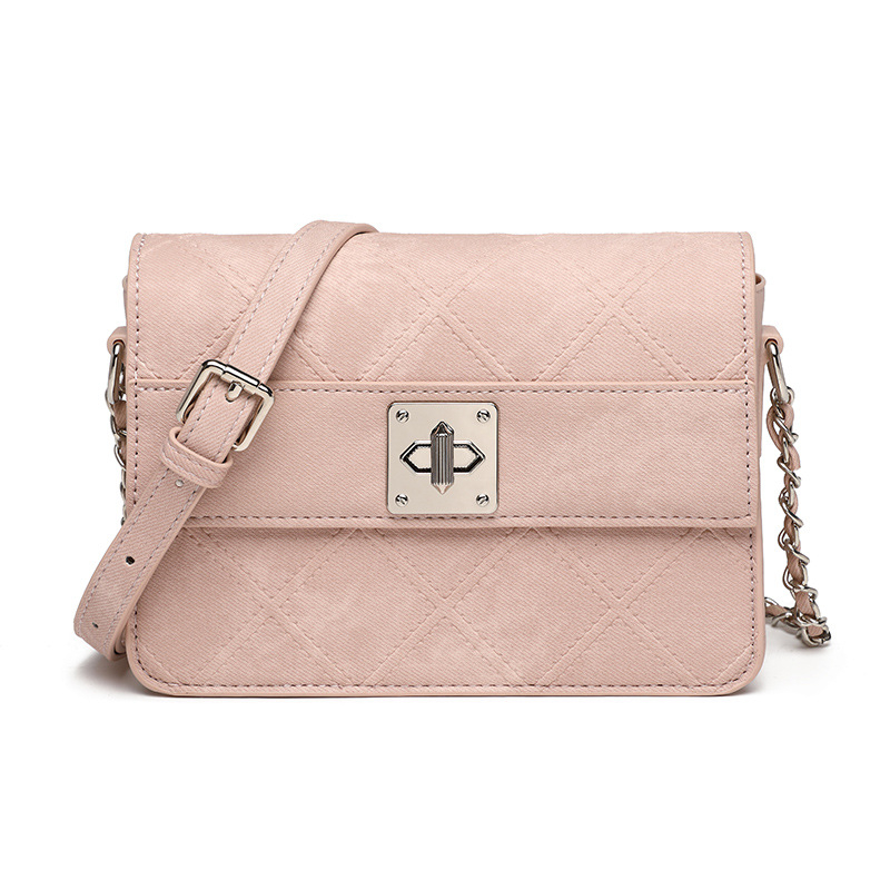 Ženska denim crossbody torba, mala kvadratna, šivani dijamantni uzorak s kaišem od lanca
